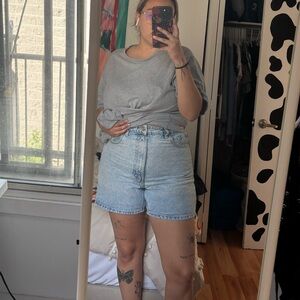 Zara High Waist Light Blue Denim Shorts